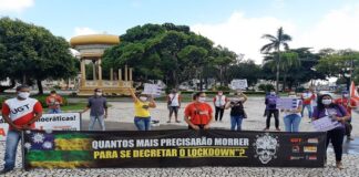 Entidades sindicais fazem ato pedindo ‘lockdown’ em Sergipe