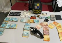 FORÇA TÁTICA DO 11BPM PRENDE TRAFICANTE COM ARMA E DROGA NA CIDADE DE ITABAIANINHA/SE.